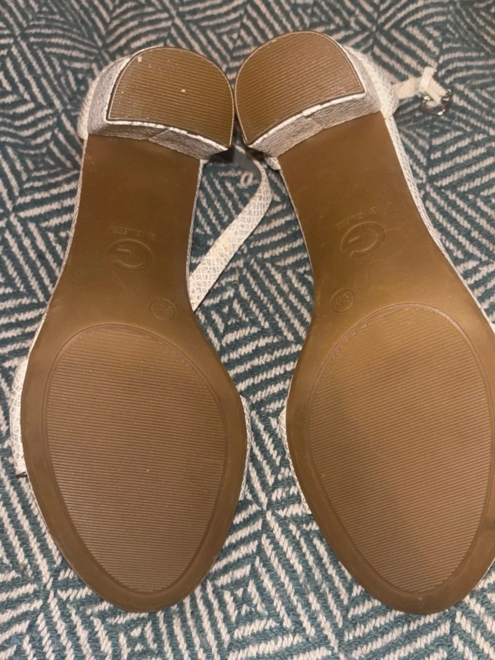 Guess Silver Snake-Texture Ankle-Strap Heels